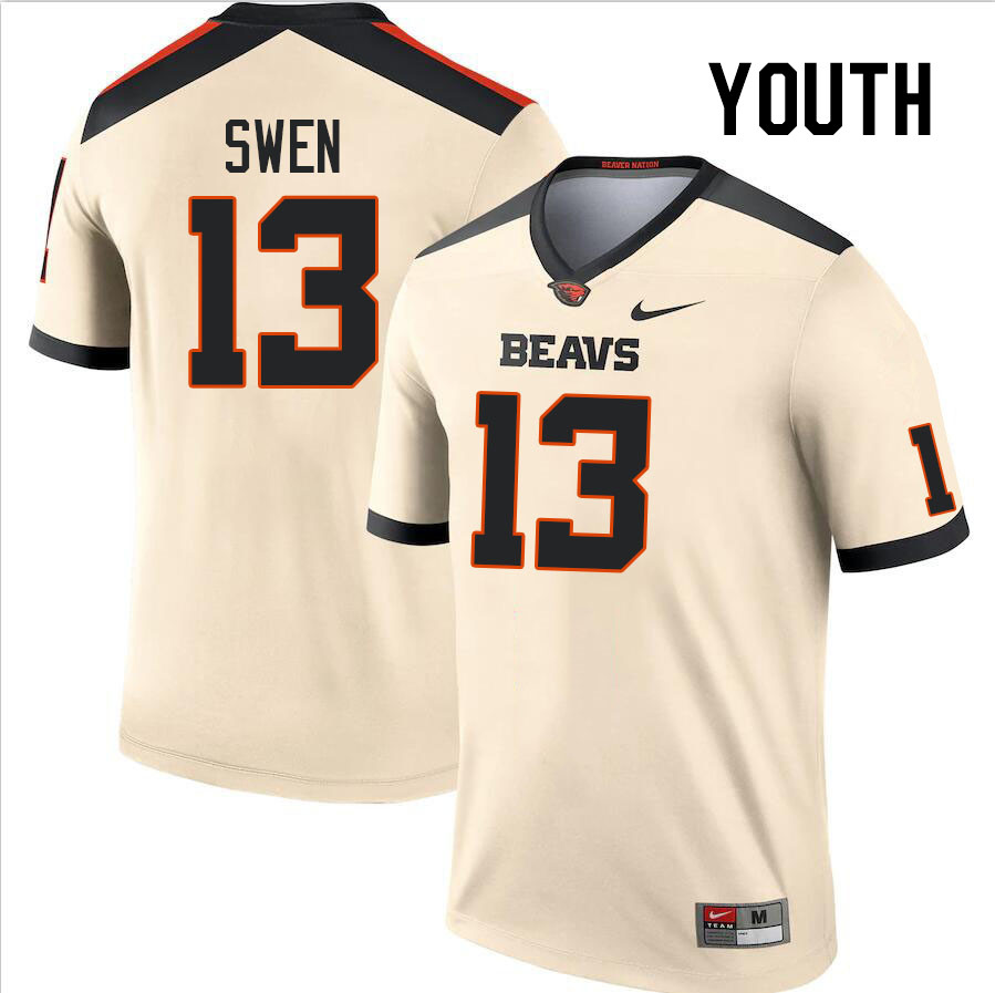 Youth #13 Joe Swen Oregon State Beavers College Football Jerseys Stitched Sale-Cream